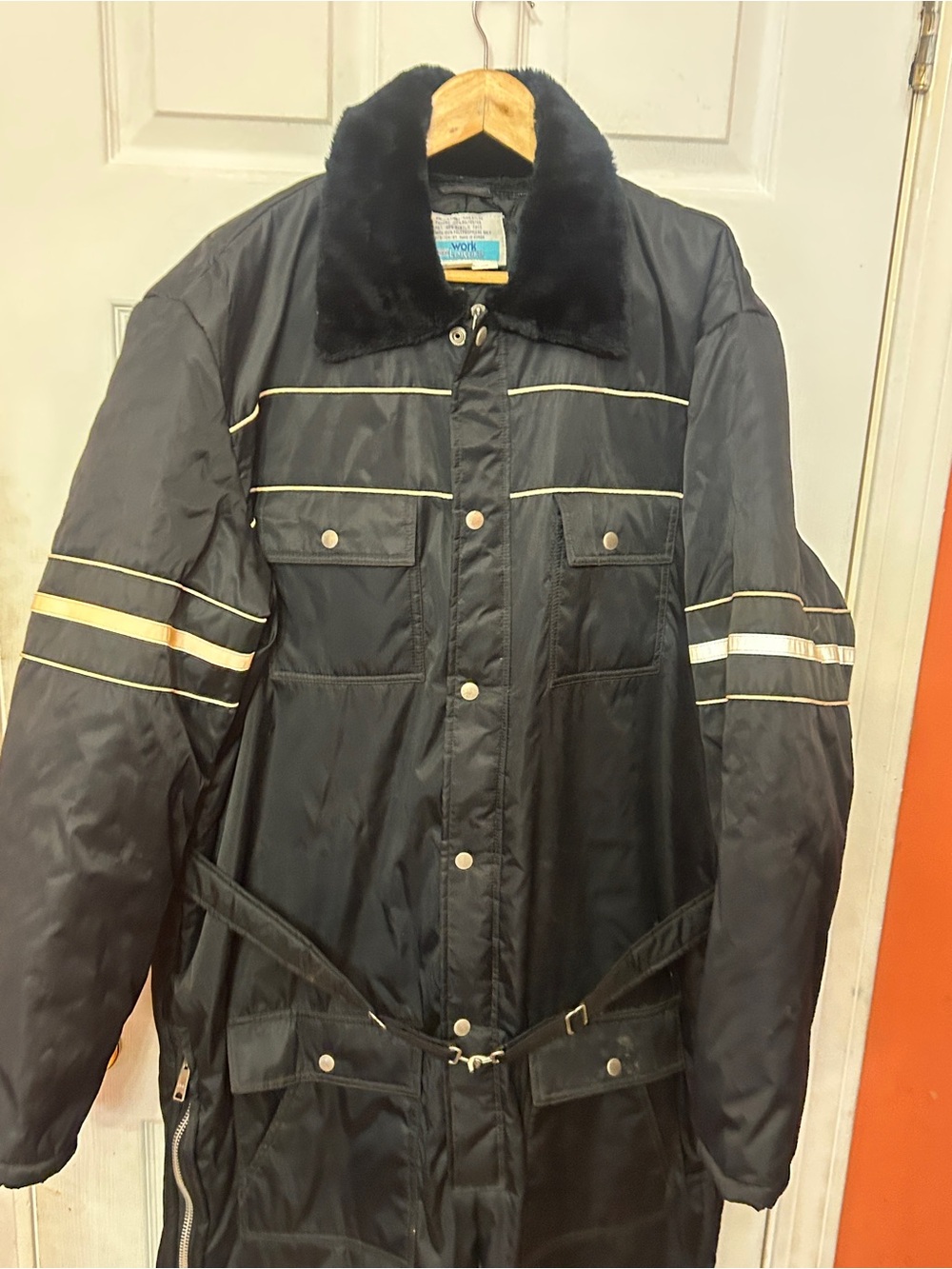 Vintage Sears Work Leisure Nylon Insulated Hooded Coveralls Jumpsuit Snow 48Tall - Picture 7 of 9